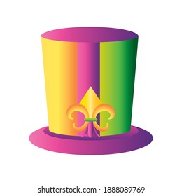 mardi gras top hat with ornament celebration vector illustration