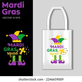 Mardi Gras tote bag design, Carnival celebration Vector design for poster, badge, emblem