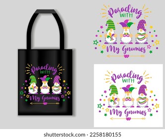 Mardi Gras tote bag design, Carnival celebration Vector design for poster, badge, emblem