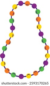 Mardi Gras Traditional Beads Necklace Hand Drawn Vector Illustration