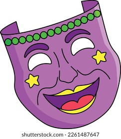 Mardi Gras Tragedy Mask Cartoon Colored Clipart 