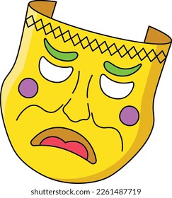 Mardi Gras Tragedy Mask Cartoon Colored Clipart 