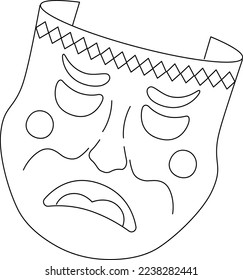 Mardi Gras Tragedy Mask Isolated Coloring Page