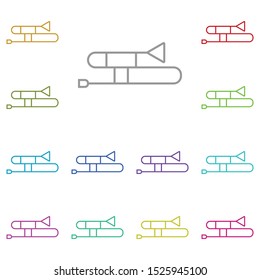 Mardi gras, trombone multi color icon. Simple thin line, outline vector of Mardi Gras icons for UI and UX, website or mobile application