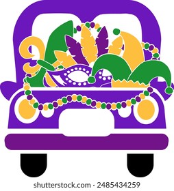 Mardi gras truck carnival vector illustration 