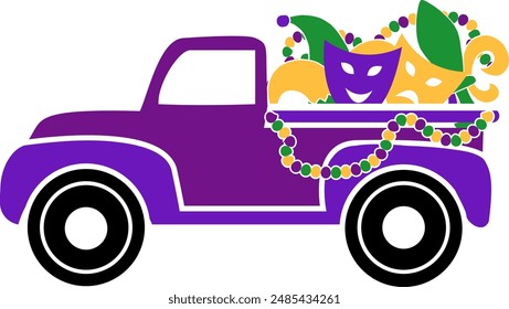 Ilustración vectorial de carnaval de camiones Mardi gras 