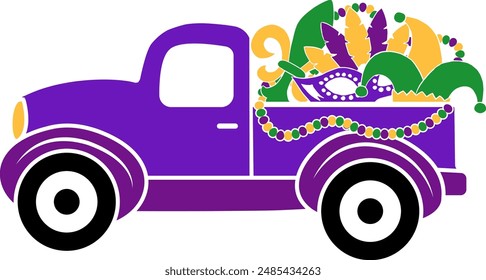 Mardi gras truck carnival vector illustration 