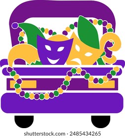 Mardi gras truck carnival vector illustration 