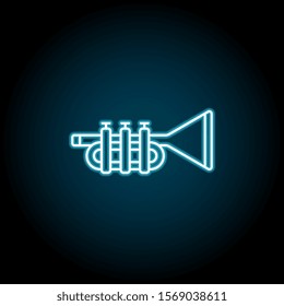 Mardi gras, trumpet blue neon icon. Simple thin line, outline vector of mardi gras icons for ui and ux, website or mobile application