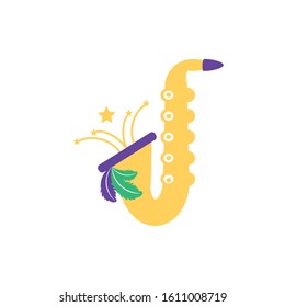 Mardi gras trumpet design, Party carnival decoration celebration festival holiday fun new orleans and traditional theme Vector illustration
