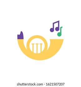 Mardi gras trumpet design, Party carnival decoration celebration festival holiday fun new orleans and traditional theme Vector illustration