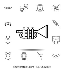 Mardi gras, trumpet icon. Simple thin line, outline vector element of Mardi Gras icons set for UI and UX, website or mobile application