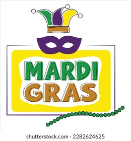 Mardi gras tyopgraphy illustration vector graphic perfect for mardi gras project