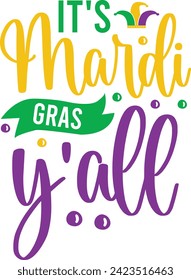 Mardi Gras typography design on plain white transparent isolated background for card, shirt, hoodie, sweatshirt, apparel, tag, mug, icon, poster or badge