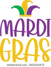 Mardi Gras typography design on plain white transparent isolated background for card, shirt, hoodie, sweatshirt, apparel, tag, mug, icon, poster or badge