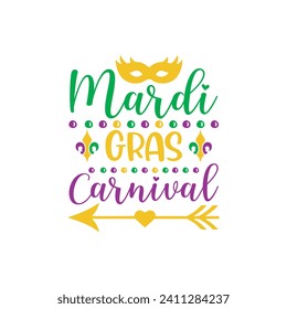 Mardi gras Typography and vector t-shirt design