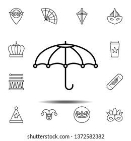 Mardi gras, umbrella icon. Simple thin line, outline vector element of Mardi Gras icons set for UI and UX, website or mobile application