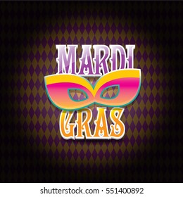 mardi gras vector background with mask and text.vector  mardi gras label or icon design template