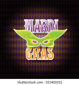 mardi gras vector background with mask and text.vector  mardi gras label or icon design template