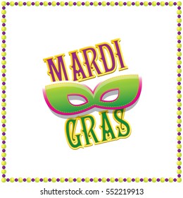 mardi gras vector background with mask and text.vector mardi gras label or icon design template