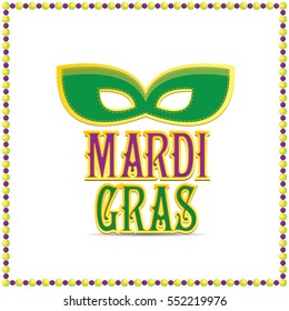 mardi gras vector background with mask and text.vector mardi gras label or icon design template