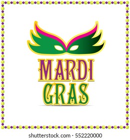 mardi gras vector background with mask and text.vector mardi gras label or icon design template