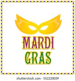 mardi gras vector background with mask and text.vector mardi gras label or icon design template