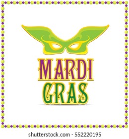 mardi gras vector background with mask and text.vector mardi gras label or icon design template