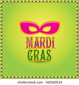 mardi gras vector background with mask and text.vector mardi gras label or icon design template