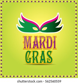 mardi gras vector background with mask and text.vector mardi gras label or icon design template