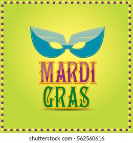 mardi gras vector background with mask and text.vector mardi gras label or icon design template