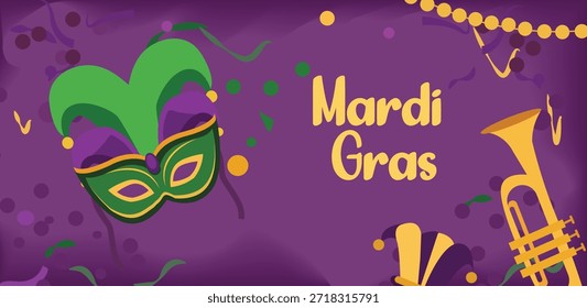 Anuncios de Vector Mardi Gras | Máscaras de Carnaval, Cuentas y Ilustraciones de Confeti
