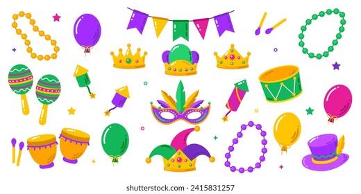 Mardi gras vector elements set