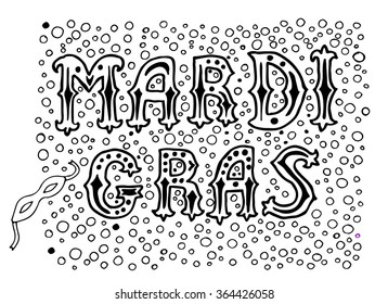 Mardi gras. Vector hand lettering. greeting card Mardi gras.