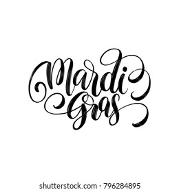 Mardi Gras vector hand lettering for Shrove Tuesday poster, invitation, greeting card. Calligraphic background of Fat Tuesday.