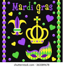 Mardi Gras vector icons. Easy to recolor. Isolated.