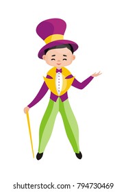 Mardi Gras vector illustration with the image of the young man in a carnival costume.