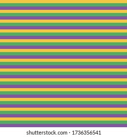 Mardi gras vector stripes seamless pattern. Yellow, green, purple, violet colors.
