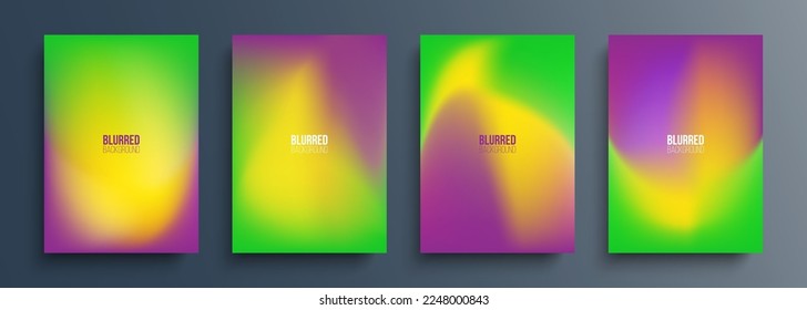 Mardi Gras vibrant blurred backgrounds. Graphic templates set for Fat Tuesday holiday. Vector illustration.