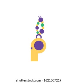 Mardi gras whistle design, Party carnival decoration celebration festival holiday fun new orleans and traditional theme Vector illustration