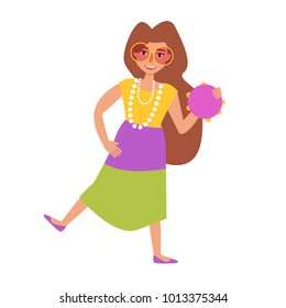 Mardi Gras woman. Vector. Cartoon. Isolated art on white background. Flat