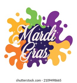 palabra de mardi gras con salpicaduras de color