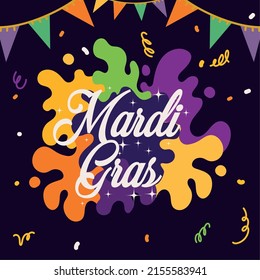 mardi gras word with color splashes