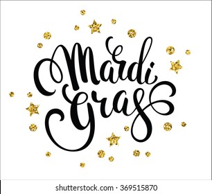 Mardi Gras.Glittering lettering design. Vector illustration