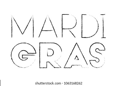 mardi grass calligraphy postcard