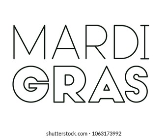 mardi grass calligraphy postcard