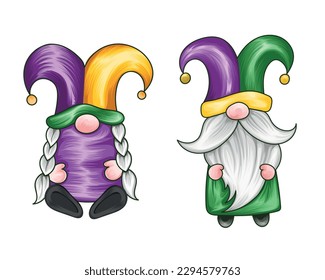 Mardi grass gnome cute vector illustration