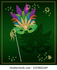 Mardi grass mask colorful card