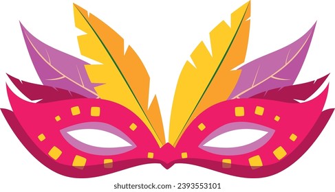 Mardi grass mask. With feathers and bright colors. Separate vector.