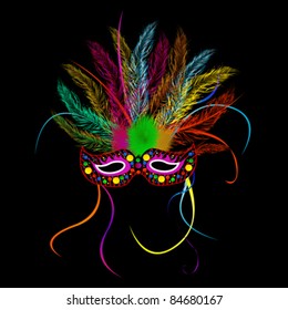 Mardi grass party mask over black background